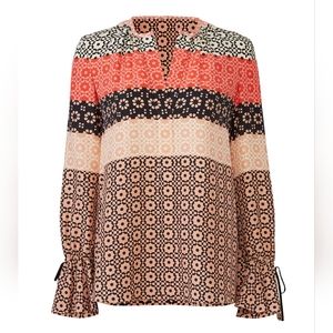 🪡 Derek Lam 10 Crosby Printed Carnation Blouse, Sz 4